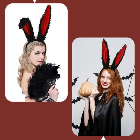 Bunny Ears Headband Long Furry Rabbit Ears Headband Bunny for Women Halloween Costume Accessories in Saudi Arabia