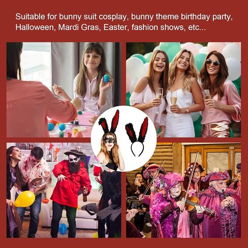 Bunny Ears Headband Long Furry Rabbit Ears Headband Bunny for Women Halloween Costume Accessories in Saudi Arabia
