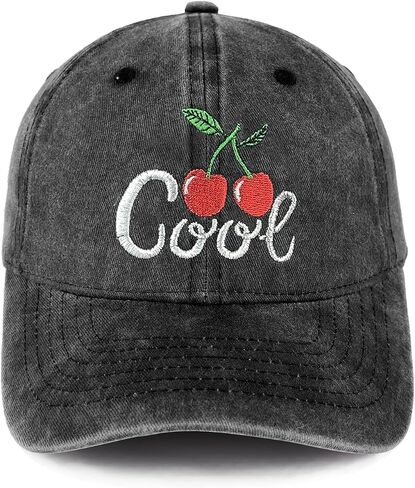 Cherry Embroidered Hat Cherries Cool Baseball Caps Cotton Dad Adjustable Cactus Hat for Men Women in Kuwait