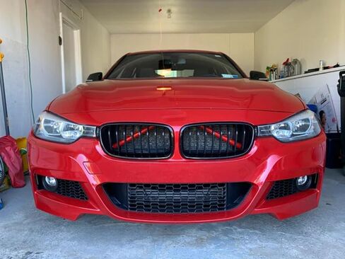 iJDMTOY Dual Sports Red Behind Kidney Grille V-Bar Decoration Cover Trims, Compatible With BMW 1 2 3 Series Z4 in Saudi Arabia