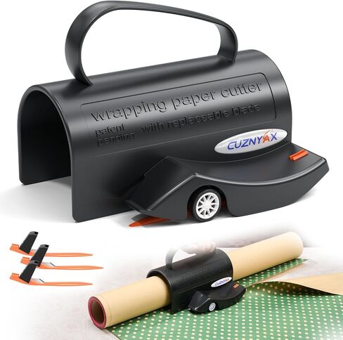 Wrapping Paper Cutter with 3 Replaceable Blades, Gift Wrap Cutter Tool for Gift Wrapping, Slider Wrap Cutter for Gift Wrapping Accessories, Paper Roll Cutter for Christmas Holiday Birthday in Kuwait
