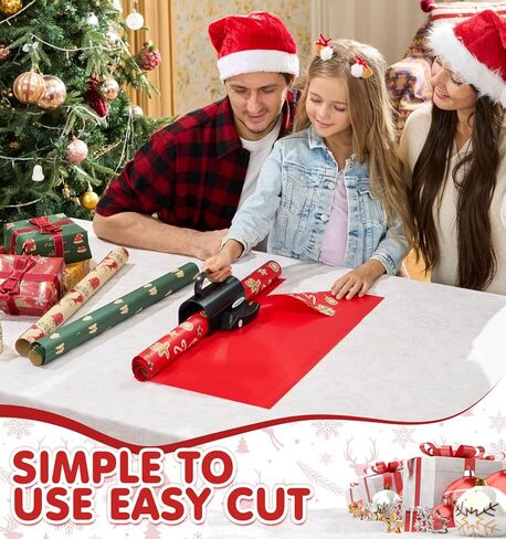 Wrapping Paper Cutter with 3 Replaceable Blades, Gift Wrap Cutter Tool for Gift Wrapping, Slider Wrap Cutter for Gift Wrapping Accessories, Paper Roll Cutter for Christmas Holiday Birthday in Kuwait