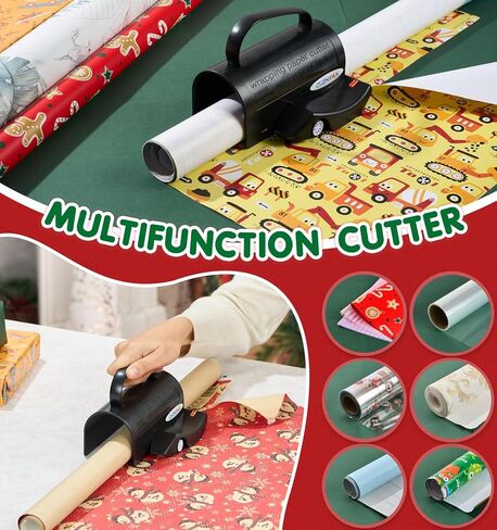 Wrapping Paper Cutter with 3 Replaceable Blades, Gift Wrap Cutter Tool for Gift Wrapping, Slider Wrap Cutter for Gift Wrapping Accessories, Paper Roll Cutter for Christmas Holiday Birthday in Kuwait