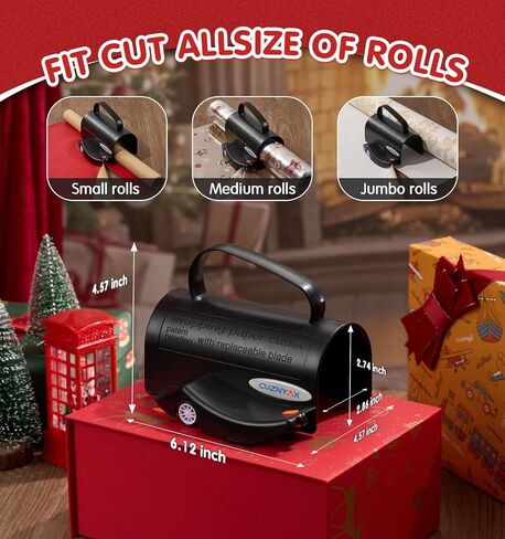 Wrapping Paper Cutter with 3 Replaceable Blades, Gift Wrap Cutter Tool for Gift Wrapping, Slider Wrap Cutter for Gift Wrapping Accessories, Paper Roll Cutter for Christmas Holiday Birthday in Kuwait