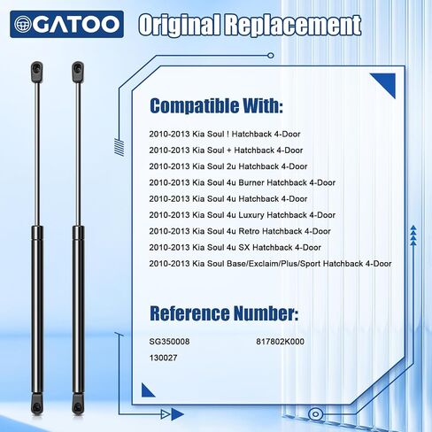 Rear Tailgate Hatch Lift Supports Shock Struts Compatible with 2010 2011 2012 2013 Kia Soul Hatchback Liftgate Trunk Gas Spring, Replaces SG350008 817802K000 130027 in Saudi Arabia