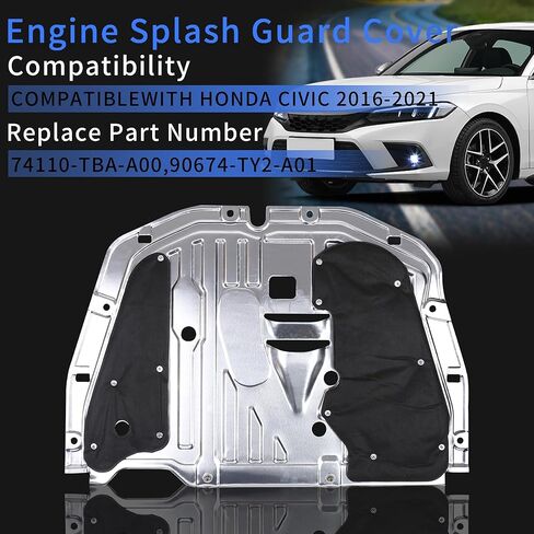 74114-T50-000 Engine Splash Guard Under Car Shield Cover Board Compatible with Honda Accord 2022 2023，Engine Splash Shield Guard Replaces 74114T50000 in Kuwait