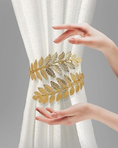 2PCS Wheat Sheaf Metal Curtain Tiebacks, Decorative Curtain Holdbacks for Drapes, No Drill Design for Home and Office, Gold in Saudi Arabia