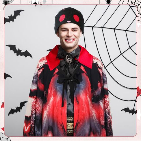 Mothman Beanie Hat for Women Men Halloween Costume Embroidery Cryptid Beanie Hat Soft Black Mothman Knit Cap for Halloween Birthday Party Cryptid Lovers Gift in Saudi Arabia