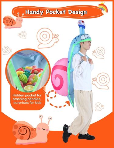 Inflatable Costume Adult Funny Snail Blow Up Costumes with Pocket Halloween Animal Outfit for Women Men Cute Party Cosplay Holiday Snail Shell Blowup Suit in Saudi Arabia