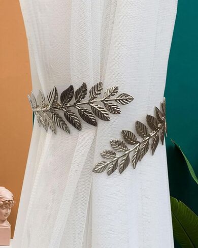 2PCS Wheat Sheaf Metal Curtain Tiebacks, Decorative Curtain Holdbacks for Drapes, No Drill Design for Home and Office, Gold in Saudi Arabia