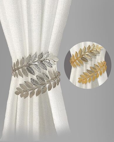 2PCS Wheat Sheaf Metal Curtain Tiebacks, Decorative Curtain Holdbacks for Drapes, No Drill Design for Home and Office, Gold in Saudi Arabia