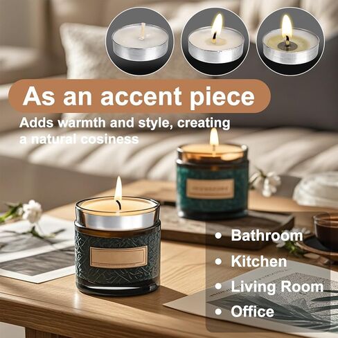 Tea Lights Candles Bulk - 25 Pcs Soy Tealight Candles with Cotton Wick Tea Candle Lights Mini Candle Set for Home,Wedding,Emergencies,Christmas,Halloween in Saudi Arabia