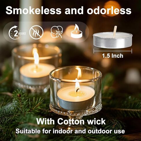 Tea Lights Candles Bulk - 25 Pcs Soy Tealight Candles with Cotton Wick Tea Candle Lights Mini Candle Set for Home,Wedding,Emergencies,Christmas,Halloween in Saudi Arabia