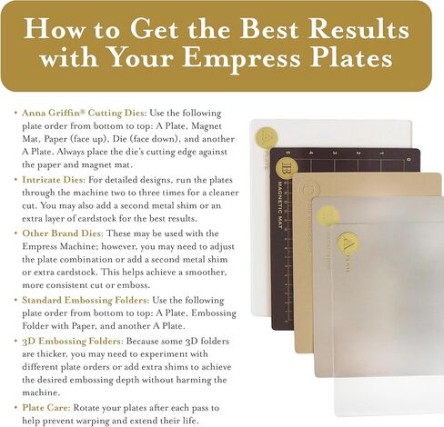 Anna Griffin Empress Full Plates Set -Embossing Plates for Crafting, Scrapbooking Supplies & Junk Journal Supplies - Includes Magnetic Mat, Embossing Mat & Metal Shim (Mini Full Plate) in Kuwait