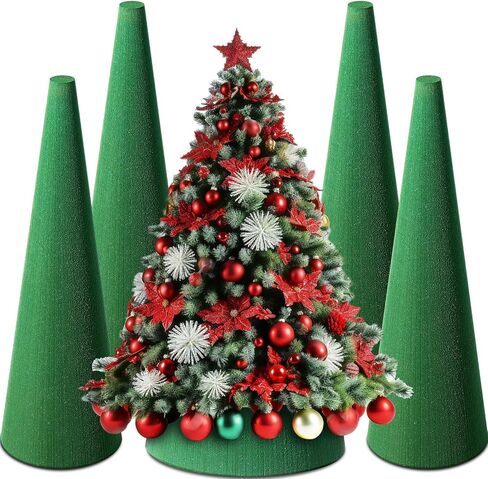 Ferraycle 2 Pack Floral Foam Tree Cones for Christmas DIY Craft 16 x 4.72 Inches Dry Wet Floral Foam Block Green Foam Cone Flower Foam Arrangement for Christmas Party Florist Wedding Birthday Decor in Kuwait