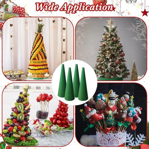 Ferraycle 2 Pack Floral Foam Tree Cones for Christmas DIY Craft 16 x 4.72 Inches Dry Wet Floral Foam Block Green Foam Cone Flower Foam Arrangement for Christmas Party Florist Wedding Birthday Decor in Kuwait