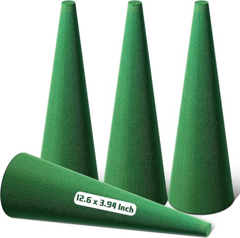 Ferraycle 2 Pack Floral Foam Tree Cones for Christmas DIY Craft 16 x 4.72 Inches Dry Wet Floral Foam Block Green Foam Cone Flower Foam Arrangement for Christmas Party Florist Wedding Birthday Decor in Kuwait