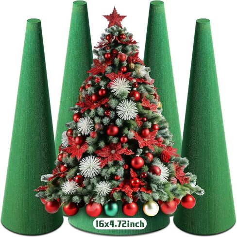 Ferraycle 2 Pack Floral Foam Tree Cones for Christmas DIY Craft 16 x 4.72 Inches Dry Wet Floral Foam Block Green Foam Cone Flower Foam Arrangement for Christmas Party Florist Wedding Birthday Decor in Kuwait
