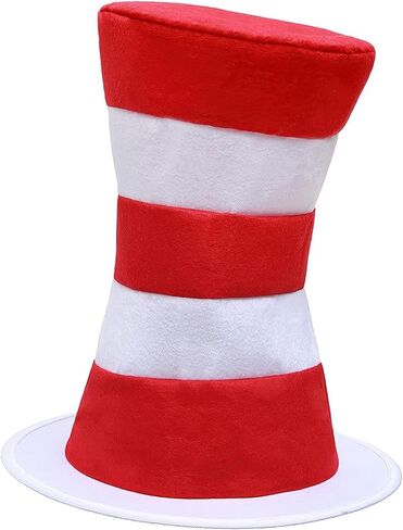 Top Hat Costume for Adults Red and White Striped Stovepipe Hat Gloves Bow Tie for Halloween Props in Saudi Arabia