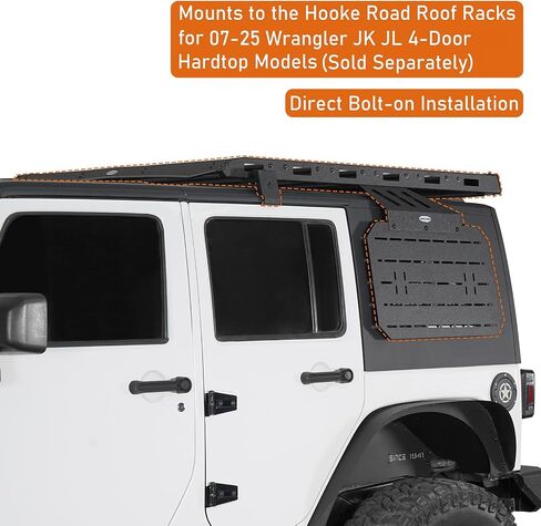Hooke Road Wrangler JK/JL Rear Window Exterior Storage Molle Panel Kit Compatible with Roof Rack for 2007-2025 Jeep Wrangler JK JL 4-Door Hardtop - Pair in Saudi Arabia