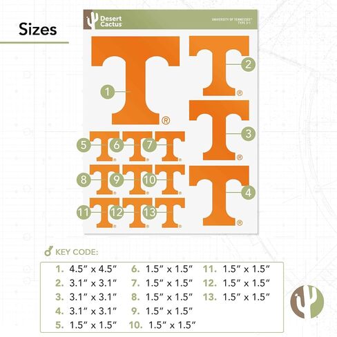 ملصقات جامعة ديزرت كاكتوس تينيسي UT Knoxville Volunteers Vols الفينيل الشارات الكمبيوتر المحمول زجاجة ماء سيارة القصاصات 11.46x8.9 ورقة T3 (النوع 3-5) in Saudi Arabia