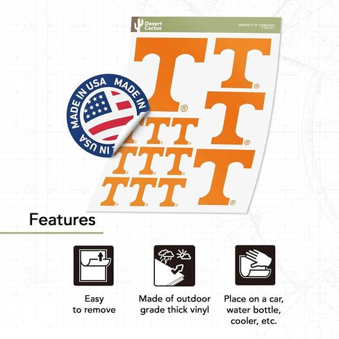 ملصقات جامعة ديزرت كاكتوس تينيسي UT Knoxville Volunteers Vols الفينيل الشارات الكمبيوتر المحمول زجاجة ماء سيارة القصاصات 11.46x8.9 ورقة T3 (النوع 3-5) in Saudi Arabia