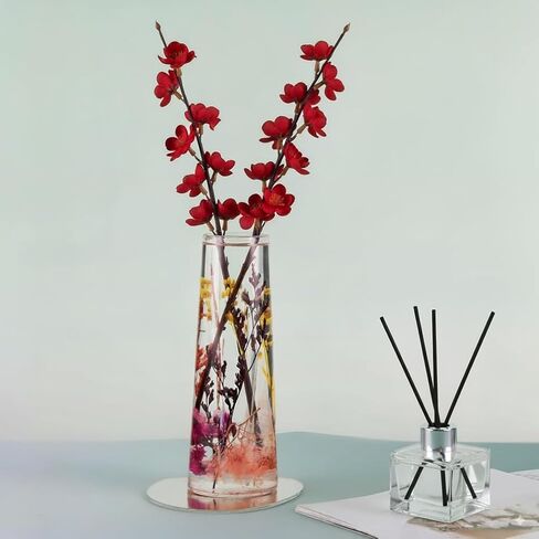 Locco Decor Acrylic Liquid 3D Floating Motion Cylinder Oval Flower Vase Boutique Floral Decoration Blue Gold Leaf in Saudi Arabia