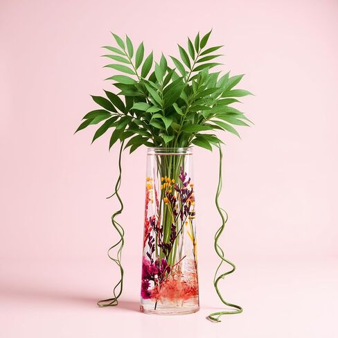 Locco Decor Acrylic Liquid 3D Floating Motion Cylinder Oval Flower Vase Boutique Floral Decoration Blue Gold Leaf in Saudi Arabia