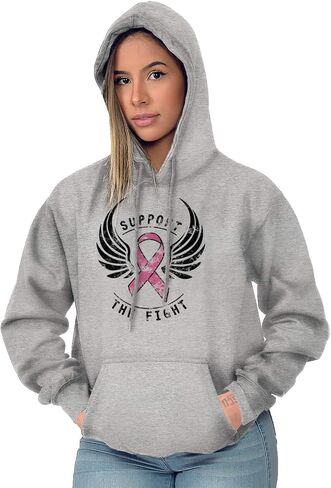 Support The Fight Breast Cancer Pink Hoodie Sweatshirt Women in Saudi Arabia