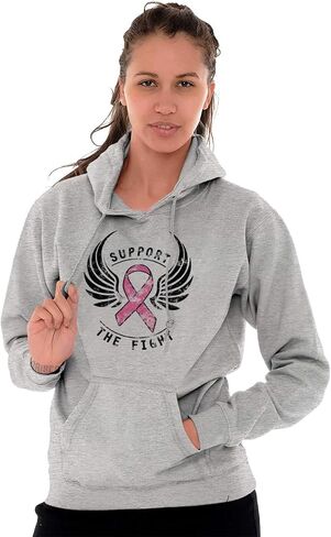 Support The Fight Breast Cancer Pink Hoodie Sweatshirt Women in Saudi Arabia