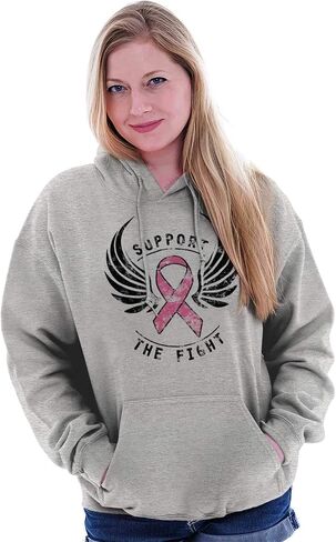 Support The Fight Breast Cancer Pink Hoodie Sweatshirt Women in Saudi Arabia