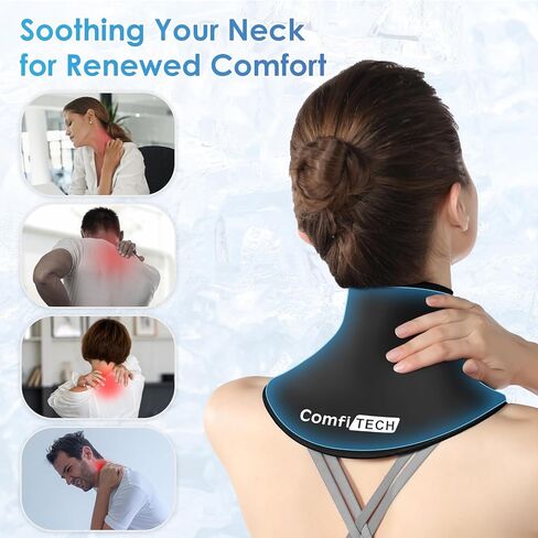 ComfiTECH Neck Ice Pack Wrap with Extended Gel Coverage for Cervical, Shoulder and Rib, Reusable Cold Application for Office Stiff Neck, Swelling, Medium in Kuwait