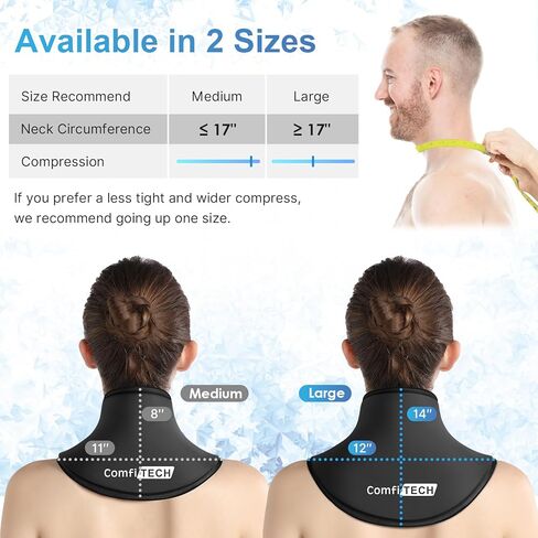 ComfiTECH Neck Ice Pack Wrap with Extended Gel Coverage for Cervical, Shoulder and Rib, Reusable Cold Application for Office Stiff Neck, Swelling, Medium in Kuwait