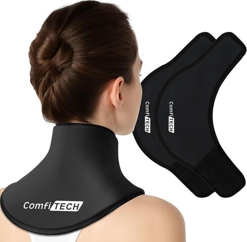 ComfiTECH Neck Ice Pack Wrap with Extended Gel Coverage for Cervical, Shoulder and Rib, Reusable Cold Application for Office Stiff Neck, Swelling, Medium in Kuwait