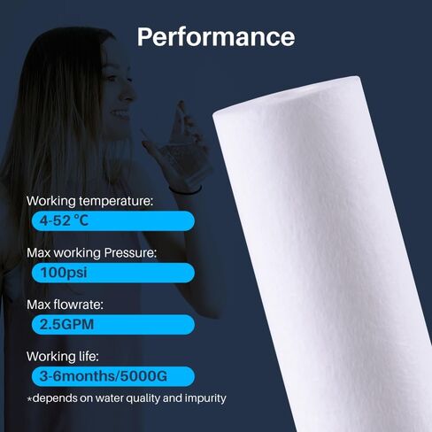CFS – 4 Pack Spun Sediment Water Filter Cartridges Compatible with EV953420, 13459 Models – Remove Bad Taste and Odor – Whole House Replacement Filter Cartridge – 5 Micron – 20" x 2.5" in Saudi Arabia