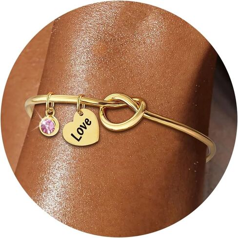 Birthstone Bracelet Love Knot Bracelet Mother Daughter Knot Bracelet Birthstone Bracelets for Women Birthday Gifts with a Lovely Card Valentines Bracelets Valentines Day Gifts for Her in Kuwait