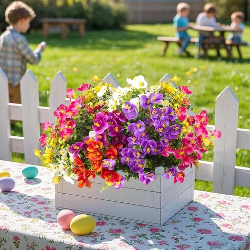 Grunyia 12 Bundles Artificial Flowers Outdoor Fake Fall Flowers for Outside Decoration UV Resistant Plastic Faux Plants for Garden Window Porch Balcony Fall Wedding Thanksgiving Decor in Kuwait