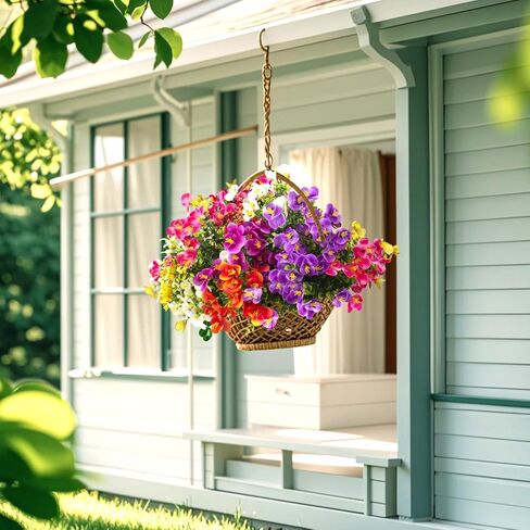 Grunyia 12 Bundles Artificial Flowers Outdoor Fake Fall Flowers for Outside Decoration UV Resistant Plastic Faux Plants for Garden Window Porch Balcony Fall Wedding Thanksgiving Decor in Kuwait