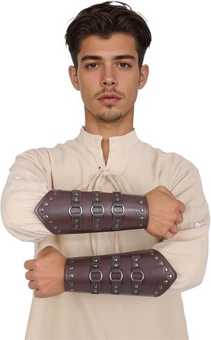 ‌زوج واحد من دعامات جلد الفايكنج للرجال والنساء - درع القرون الوسطى LARP Cosplay S-XXL in Kuwait