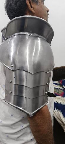 Medieval Iron Neck Plate Gorget with Pauldrons Gothic Spaulders Arm Shoulder Guard Set Armor Steel Neck Protector SCA LARP Plate Armor Knight Metal Vembrace Pair Silver Adult in Saudi Arabia