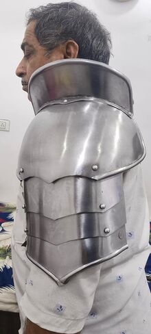 Medieval Iron Neck Plate Gorget with Pauldrons Gothic Spaulders Arm Shoulder Guard Set Armor Steel Neck Protector SCA LARP Plate Armor Knight Metal Vembrace Pair Silver Adult in Saudi Arabia
