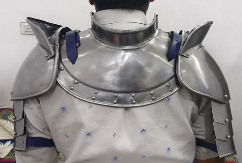Medieval Iron Neck Plate Gorget with Pauldrons Gothic Spaulders Arm Shoulder Guard Set Armor Steel Neck Protector SCA LARP Plate Armor Knight Metal Vembrace Pair Silver Adult in Saudi Arabia