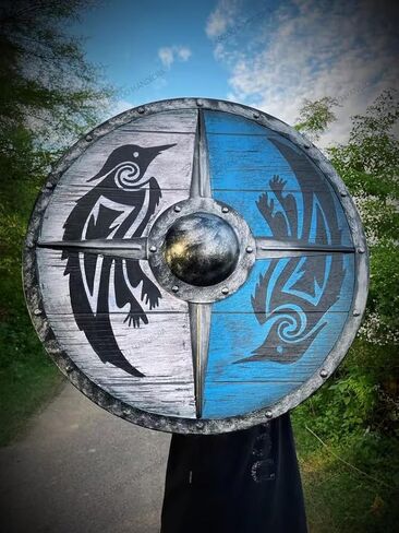 Troy Artefacts™ درع Eivor Valhalla Raven مصنوع يدويًا مقاس 22 بوصة - ديكور حائط نورس فايكنغ in Saudi Arabia