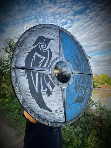 Troy Artefacts™ درع Eivor Valhalla Raven مصنوع يدويًا مقاس 22 بوصة - ديكور حائط نورس فايكنغ in Saudi Arabia