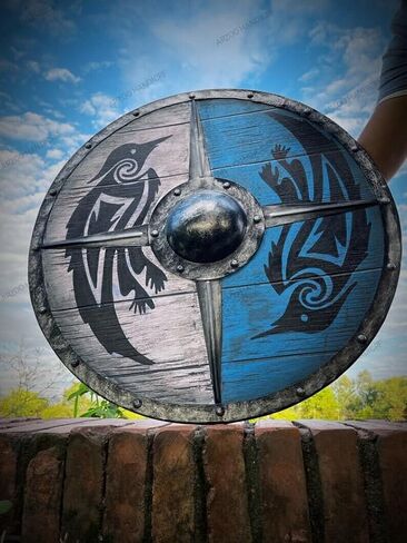 Troy Artefacts™ درع Eivor Valhalla Raven مصنوع يدويًا مقاس 22 بوصة - ديكور حائط نورس فايكنغ in Saudi Arabia