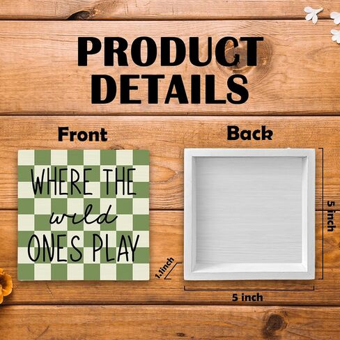 Where The Wild Ones Play Wood Box Sign Desk Decor, Nursery Kids Room Wooden Block Sign Decorations for Playroom Toddler Boys Girls Room Wall Tabletop Shelf Decor Baby Shower Gifts for Newborn in Kuwait