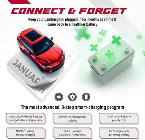 JMR Battery Charger for Lamborghini Aventador Huracan Urus Gallardo Murcielago Trickle Charger Conditioner Maintainer (12V Cig Port, Add Lithium Mode) in Saudi Arabia