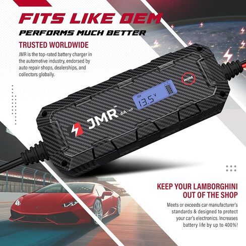 JMR Battery Charger for Lamborghini Aventador Huracan Urus Gallardo Murcielago Trickle Charger Conditioner Maintainer (12V Cig Port, Add Lithium Mode) in Saudi Arabia