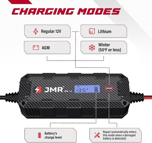 JMR Battery Charger for Lamborghini Aventador Huracan Urus Gallardo Murcielago Trickle Charger Conditioner Maintainer (12V Cig Port, Add Lithium Mode) in Saudi Arabia