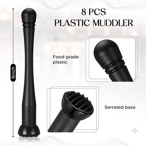 8 Pieces Muddler for Cocktails Plastic Muddler Drink Muddler 8 Inch Bar Muddler Tool Set Mojito Fruit Muddler for Home Ice Crusher Bartender Bars Accessories in Saudi Arabia